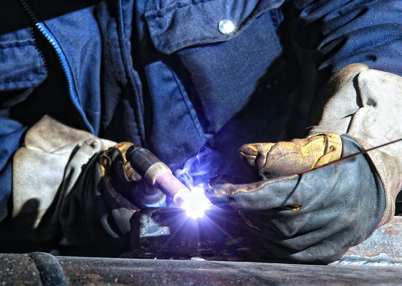 Welding and bright sparks.